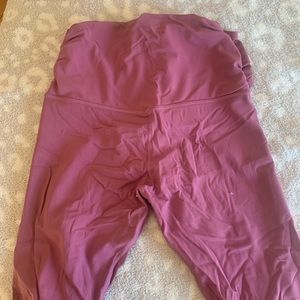 Lululemon rose pink high rise leggings with tie on waist, full 30” length